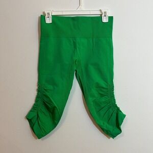 Lululemon M In The Flow Crop Legging Ruched Gathered Sides Green St Patricks Day